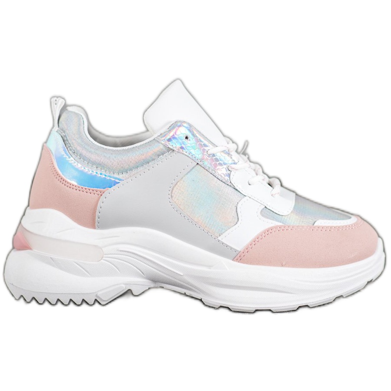 SHELOVET Zapatillas cómodas en la plataforma blanco multicolor