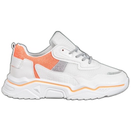 SHELOVET Zapatillas en la plataforma con purpurina blanco naranja