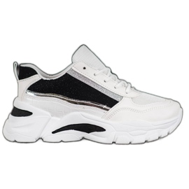 SHELOVET Zapatillas elegantes con purpurina blanco negro