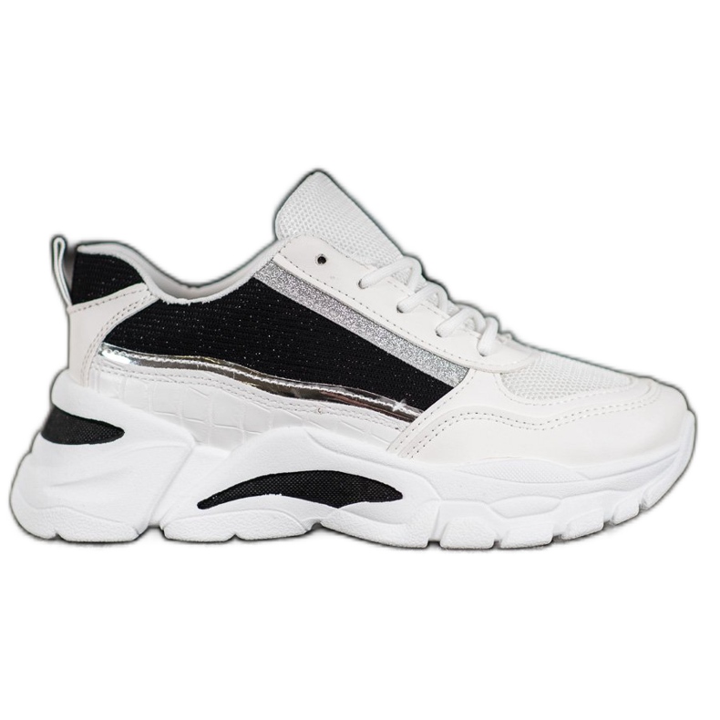 SHELOVET Zapatillas elegantes con purpurina blanco negro