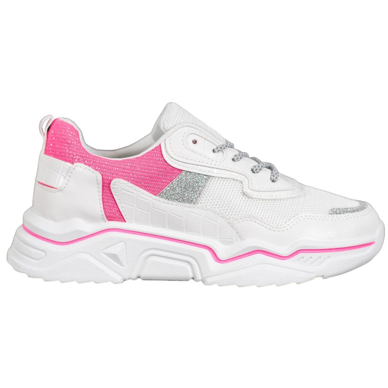SHELOVET Zapatillas en la plataforma con purpurina blanco rosado