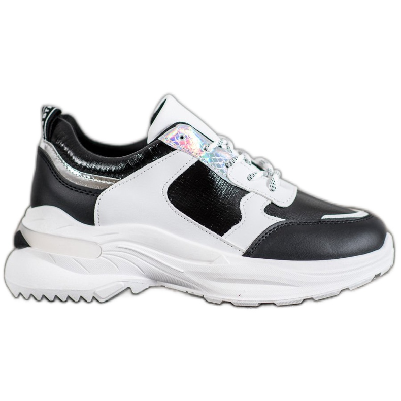 SHELOVET Zapatillas cómodas en la plataforma blanco negro