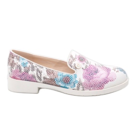Zapatos de jazz blancos clásicos con flores ZQ630-3 multicolor