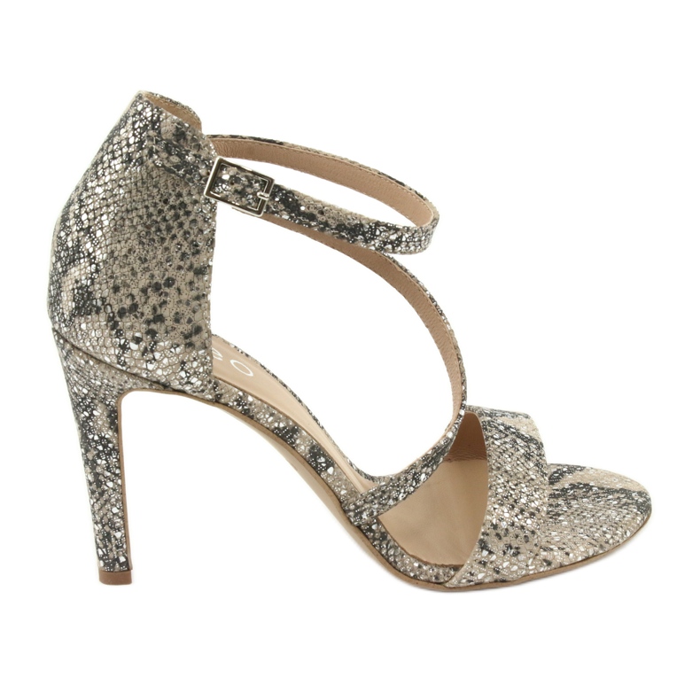 Sandalias de piel con pin Edeo 3344 serpiente / beige gris