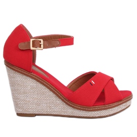 Sandalias de cuña rojas R133P Rojo