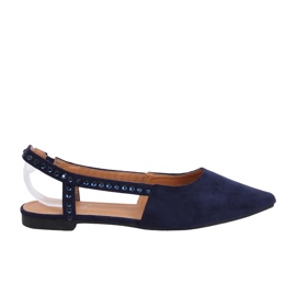Bailarinas con tacones abiertos azul marino YJ335 Azul