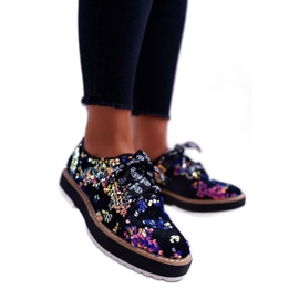 LU BOO Lxc zapatos de cordones morados para mujer con lentejuelas violeta multicolor LU BOO Lxc zapatos de cordones morados para mujer con lentejuelas violeta multicolor