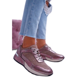 Sergio Leone Zapatillas deportivas beige para mujer sneakers SP005 marrón rosado