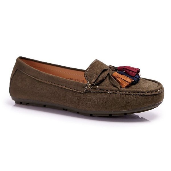 S.Barski Mocasines color caqui de mujer ante zapatos A199-23A