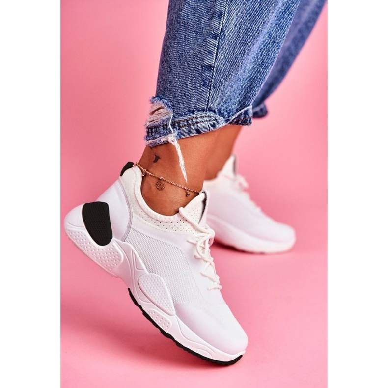 BUGO Zapatillas deportivas de mujer blancas sneakers B0-547 blanco negro