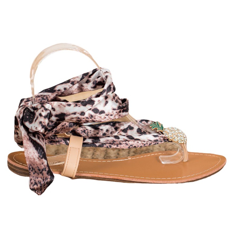 SHELOVET Sandalias Atadas Con Piña marrón multicolor