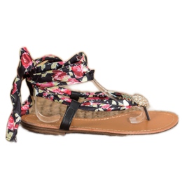 SHELOVET Sandalias Atadas Con Piña negro multicolor