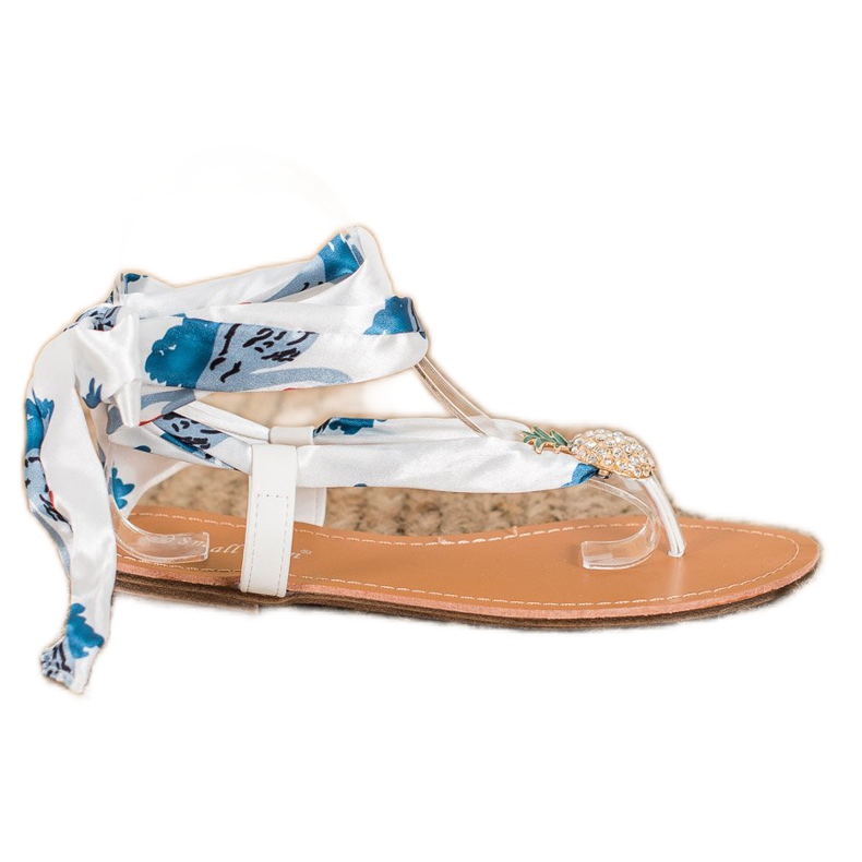SHELOVET Sandalias Atadas Con Piña blanco multicolor