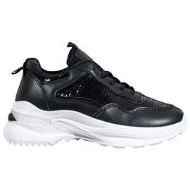 SHELOVET Zapatillas de moda con lentejuelas negro