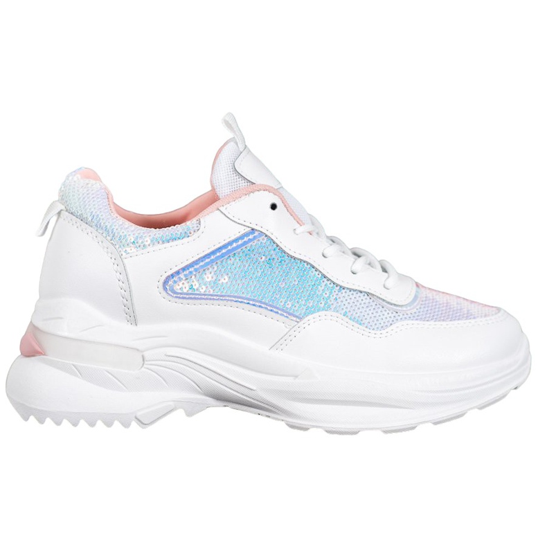 SHELOVET Zapatillas de moda con lentejuelas blanco