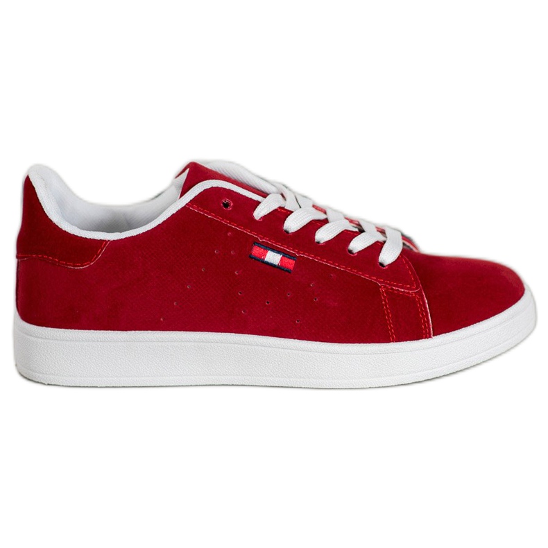 SHELOVET Zapatos cómodos de cuero ecológico rojo