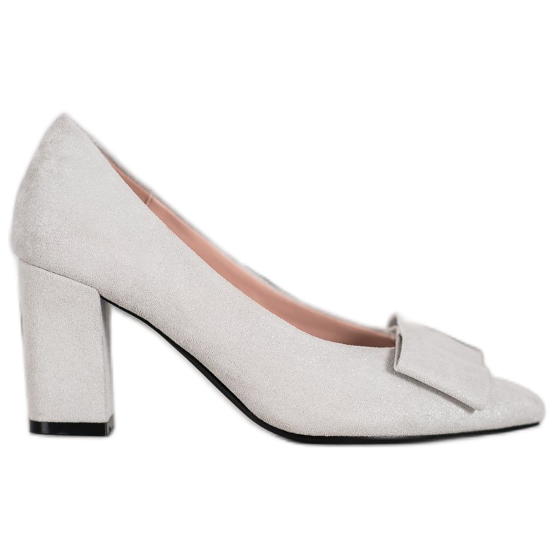 W. Potocki Zapatos de salón con purpurina y lazo gris
