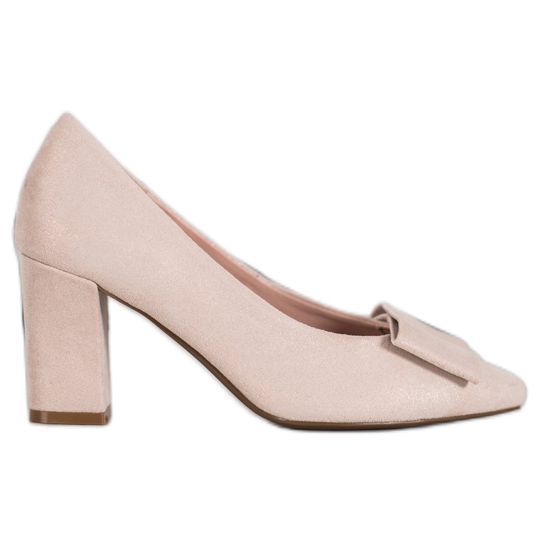 W. Potocki Zapatos de salón con purpurina y lazo beige