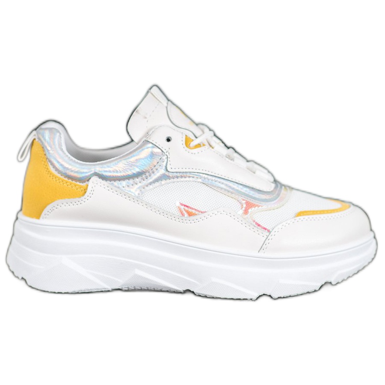 SHELOVET Zapatillas blancas de moda blanco amarillo