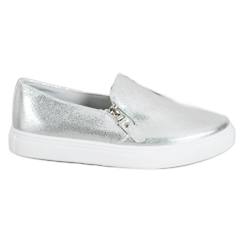 SHELOVET Slipons plateados con cremallera gris