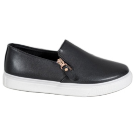 SHELOVET Slipons negros con cremallera