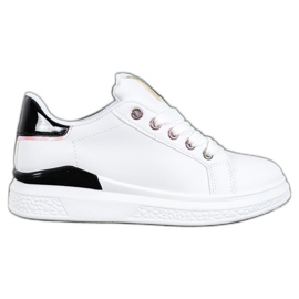 SHELOVET Calzado deportivo de cuero ecológico blanco negro