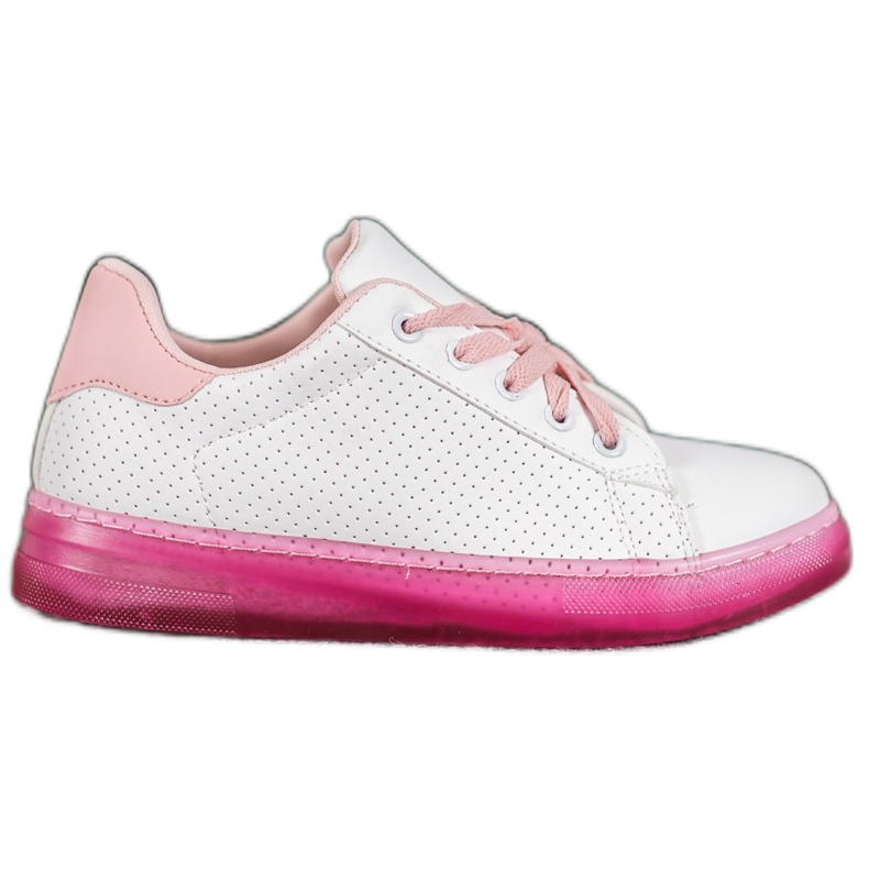 SHELOVET Zapatos con suela de neón blanco rosado