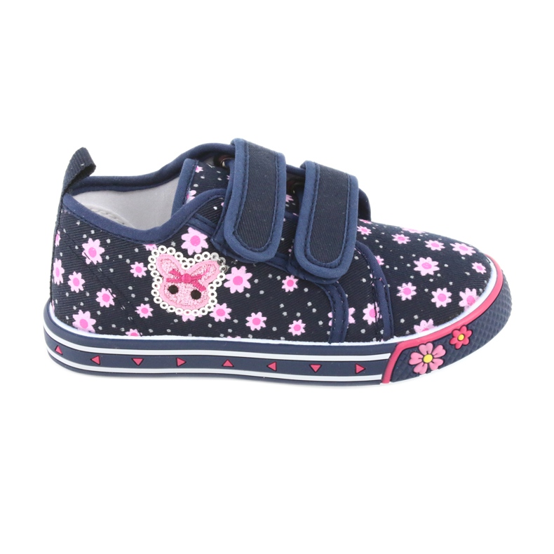 Zapatillas Atletico daisy con velcro azul marino rosado