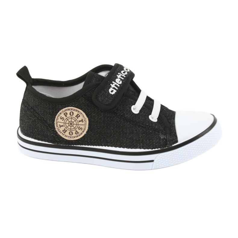 Deportivas con aplicación de piel Atletico BSM029 negro