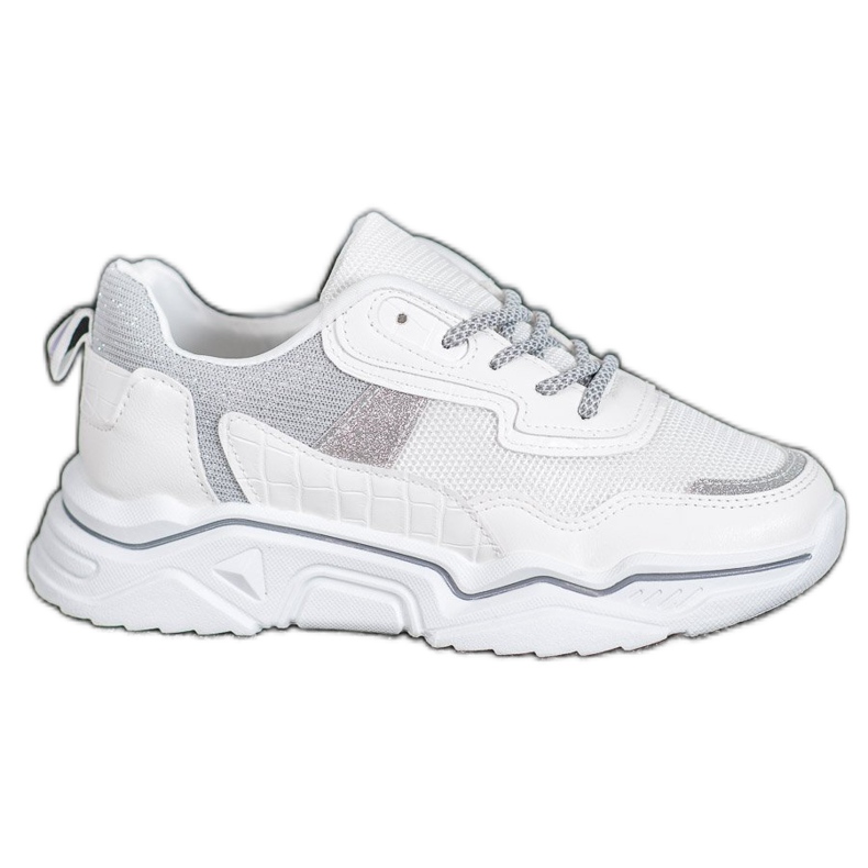 SHELOVET Zapatillas en la plataforma con purpurina blanco