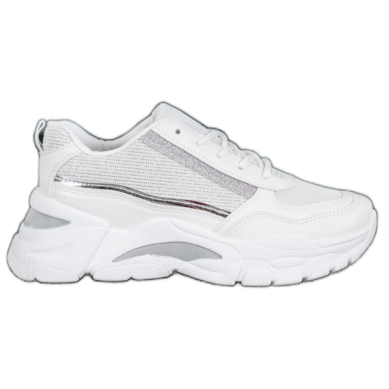 SHELOVET Zapatillas elegantes con purpurina blanco