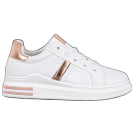 SHELOVET Calzado deportivo con inserciones doradas blanco