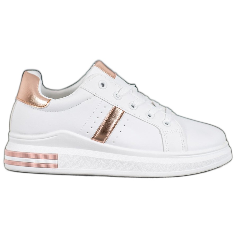 SHELOVET Calzado deportivo con inserciones doradas blanco
