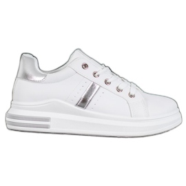 SHELOVET Calzado deportivo con inserciones plateadas blanco