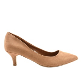 Bombas marrones en el talón YS-8703 beige dorado Bombas marrones en el talón YS-8703 beige dorado