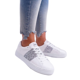 FRANA Zapatillas deportivas de mujer blancas con purpurina FY221-1 blanco gris