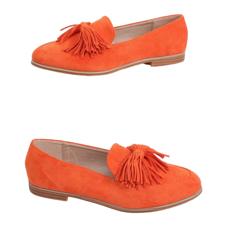 Mocasines de mujer naranja con flecos T357P Orange