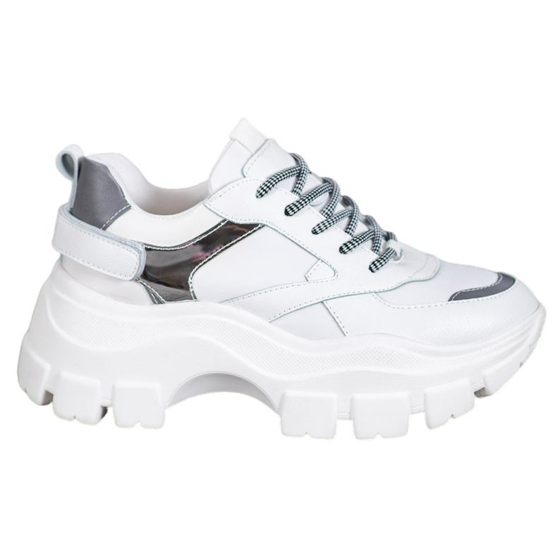 Weide Zapatillas blancas en la plataforma blanco