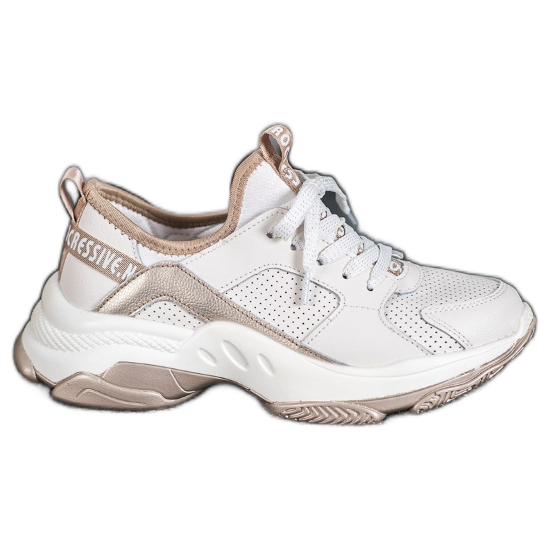 Goodin Deportivas de piel calada blanco amarillo Goodin Deportivas de piel calada blanco amarillo