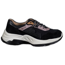 Goodin Cómodas zapatillas de cuero negro Goodin Cómodas zapatillas de cuero negro