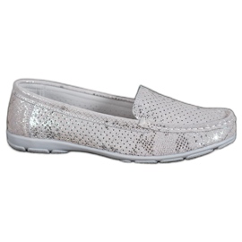 Goodin Mocasines de Piel Plateados gris