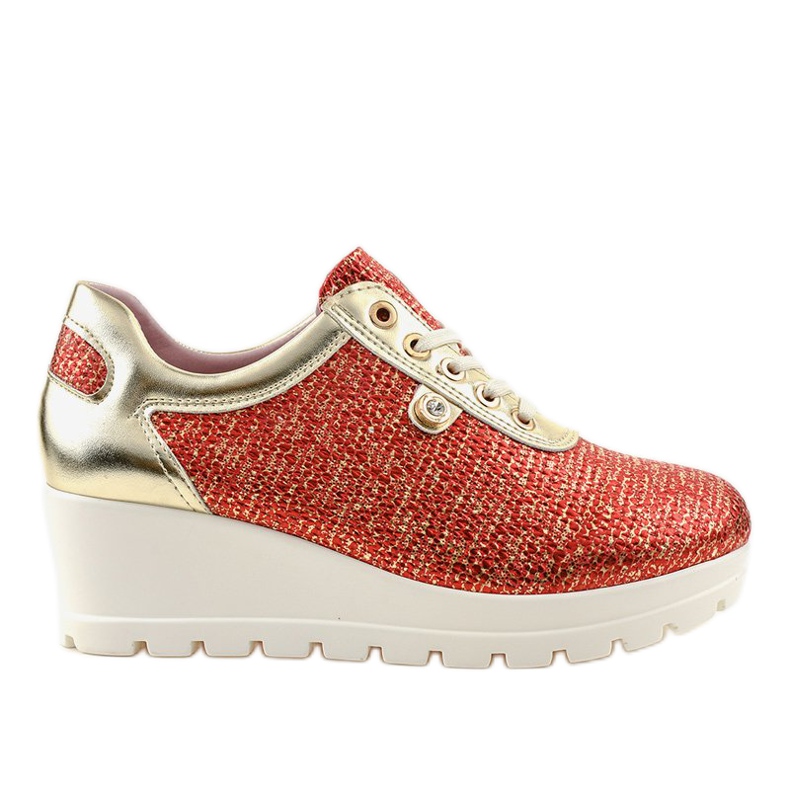 Zapatillas de deporte rojas con cuña de moda JFL663-3 rojo
