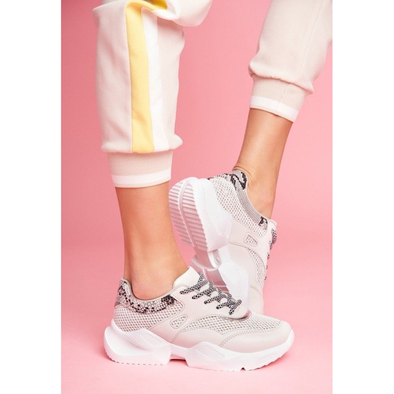 SEA Zapato deportivo de mujer piel de serpiente gris BL192