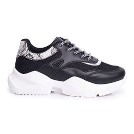 SEA Zapato deportivo mujer piel serpiente negra BL192 negro