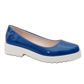 Zapatos de cuña sin cordones azules BJ6223-5