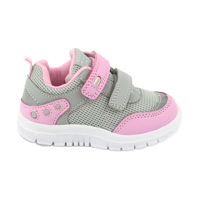 Zapatillas deportivas American Club ES23 con dos velcros rosado gris
