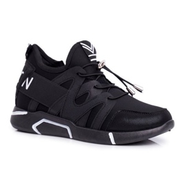 SEA Zapatillas deportivas de mujer negras con cremallera y cordón NB358 negro