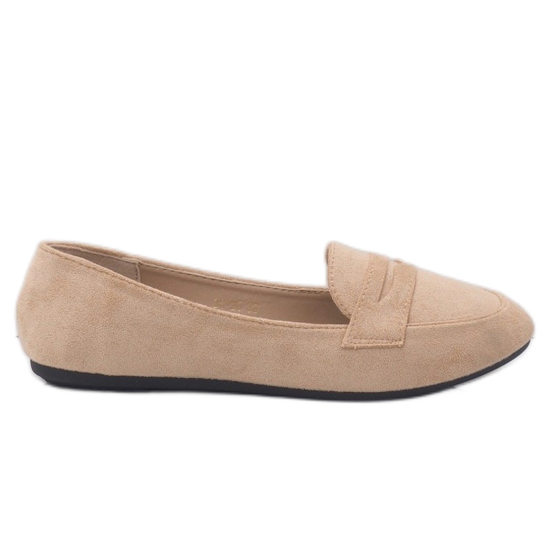 Mocasines tipo bailarina beige 3C-20 de gamuza ecológica