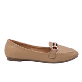 Mocasines caqui bailarinas de piel ecológica 9F177 beige