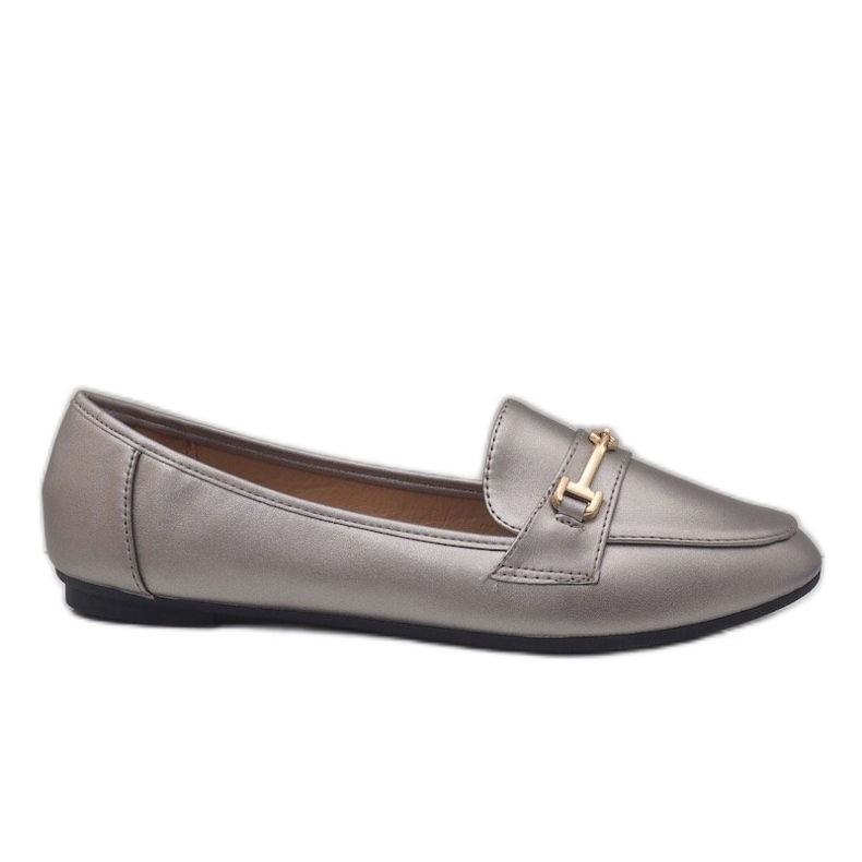 Mocasines bailarina en piel ecológica plateada 9F176 gris